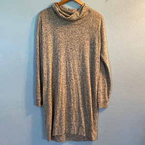GAP Super Soft Gray Marled Cowl Neck Sweater Dress Tunic Sz S